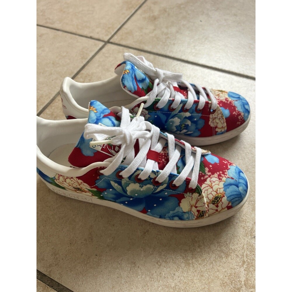 adidas Stan Smith Floral Low Top Lace-Up Sneakers Red/Blue/White BB5158
